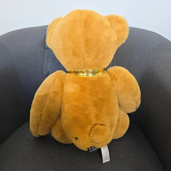 FAO Schwarz Plush Anniversary Teddy Bear Toy Tan Gold Embossed Kids Room Decor - Picture 9 of 13